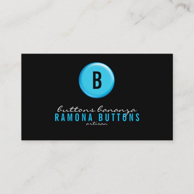 Blue Balloon Button Business Card (Front)