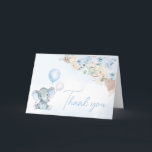 Blue Balloon Elephant Baby Shower Thank You Card<br><div class="desc">Express your gratitude with Floral Elephant Baby Shower Thank You Card Printable,  a perfect way to share your heartfelt thanks. Adorned with adorable baby motifs this customizable card adds a touch of sweetness to your appreciation. Personalize to convey your thanks in the most charming and memorable way!

BS618</div>