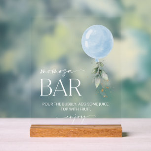 Blue Balloon, Eucalyptus, Greenery, Momosa Bar Acrylic Sign