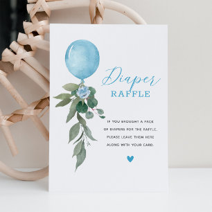 Blue Balloon Greenery Diaper Raffle Sign  Invitation