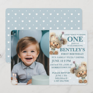 Blue Balloon Hedgehog Celebration Invitation