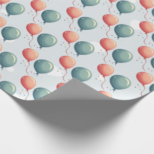 Blue Balloon Hedgehogs Celebration Wrapping Paper