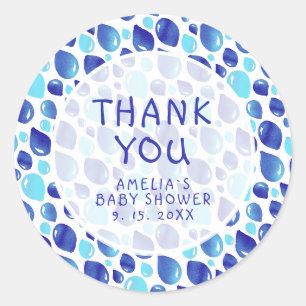 Blue Balloon Pattern Baby Boy Baby Shower Classic Round Sticker