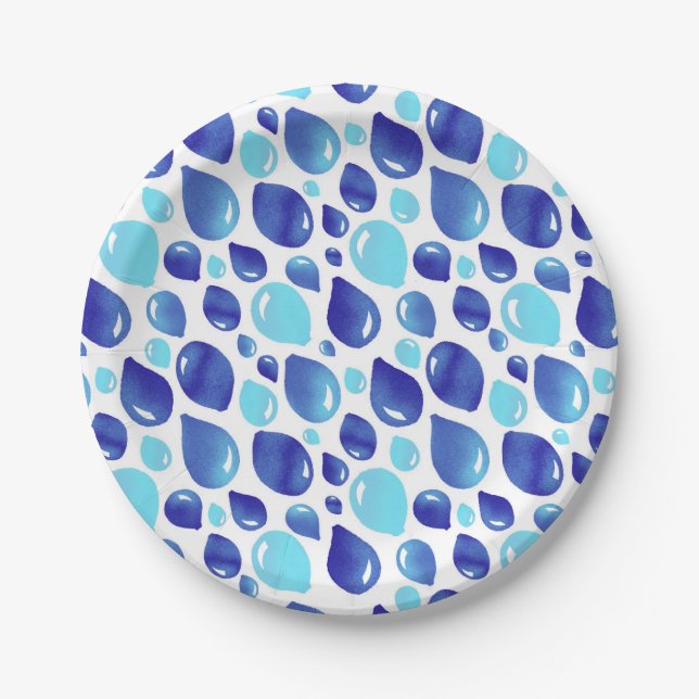 Blue Balloon Pattern Baby Boy Baby Shower Paper Plate (Front)