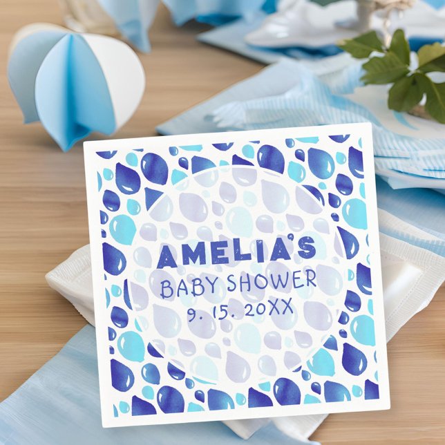 Blue Balloon Pattern Baby Girl Baby Shower Napkin (Creator Uploaded)