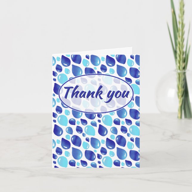 Blue Balloon Pattern Boy Baby Shower  Thank You Card (Front)