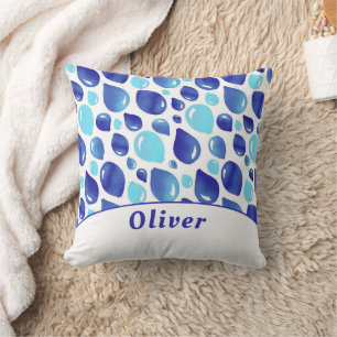 Blue Balloon Pattern Boy Name Kids Decor Throw Pillow