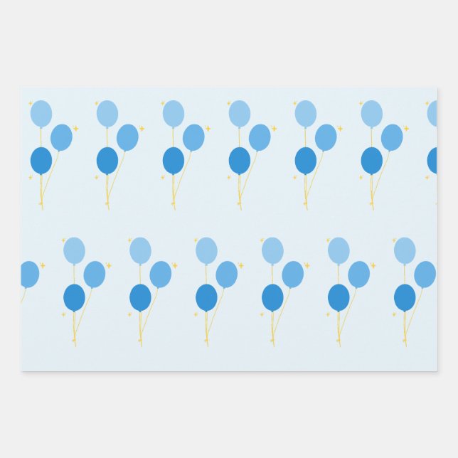 Blue balloon wrapping paper (Front 3)