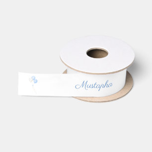Blue Balloons Baby Boy Personalized Name Satin Ribbon