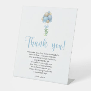Blue Balloons Baby Shower Thank You Poem Pedestal Sign