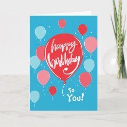 Blue Balloons Birthday Card