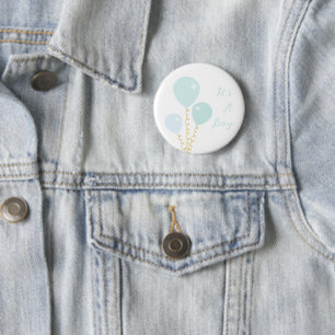 Blue Balloons Boy Baby Shower 2 Inch Round Button