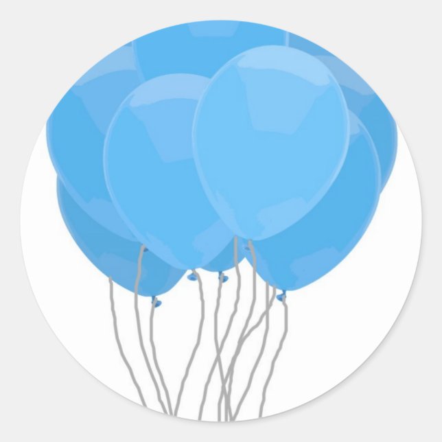 Blue Balloons Classic Round Sticker (Front)
