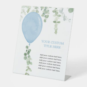 Blue balloons greenery custom sign make your own