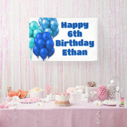 Blue Balloons Happy Birthday Boys Party Banner