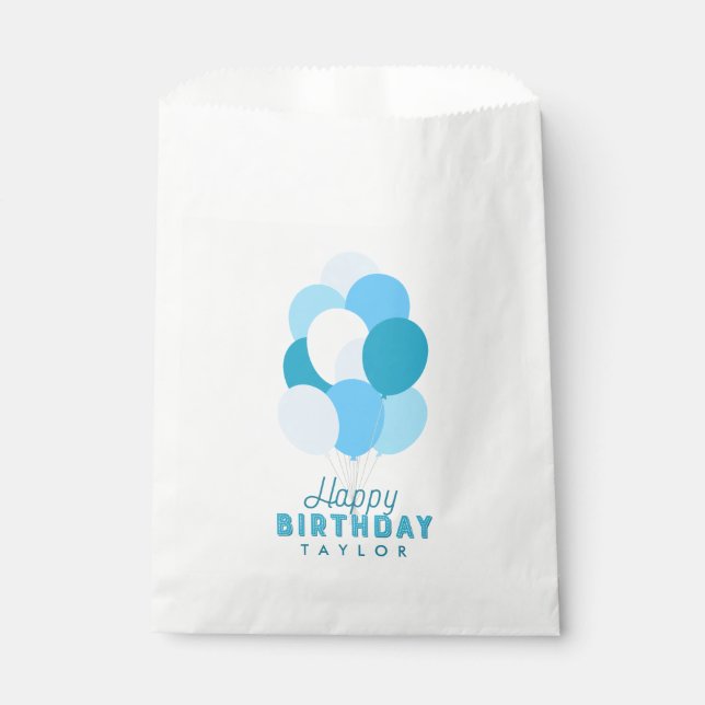 Blue Balloons Happy Birthday Favour Bag (Front)