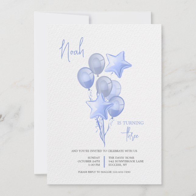 Blue Balloons Invitation (Front)