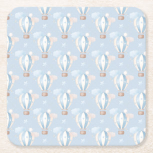 Blue Balloons Pattern Square Paper Coaster