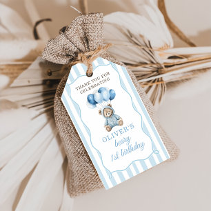 Blue Balloons Teddy Bear Birthday Gift Tag