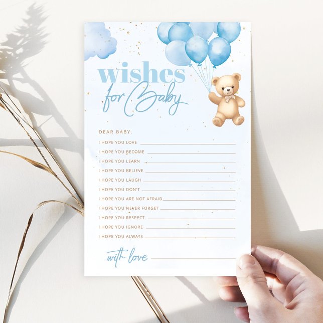 Blue balloons teddy bear wishes for baby (Creator Uploaded)