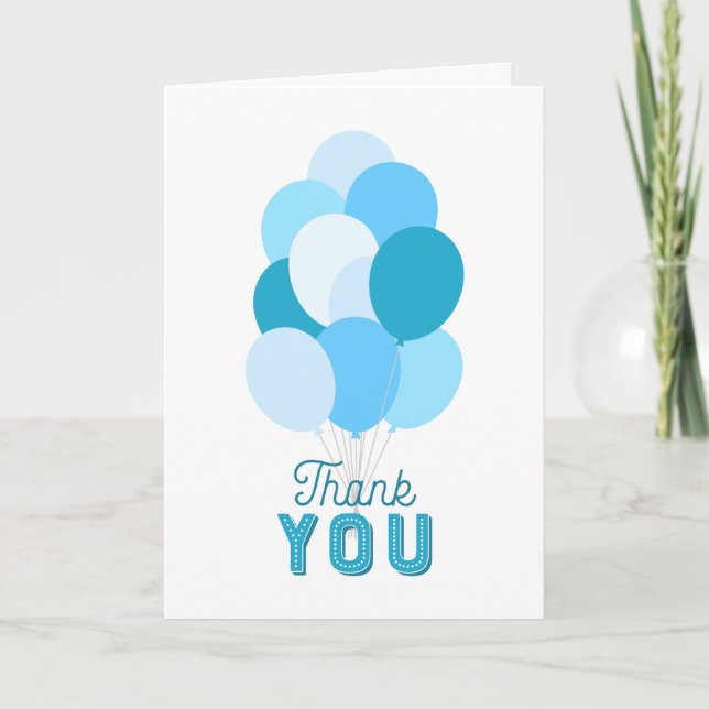 Blue Balloons Thank You Card (Front)