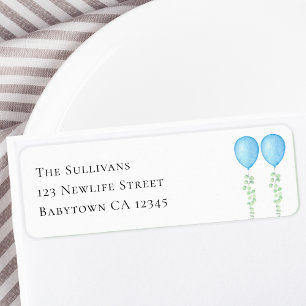 Blue Balloons Twins Baby shower Adresse de retour