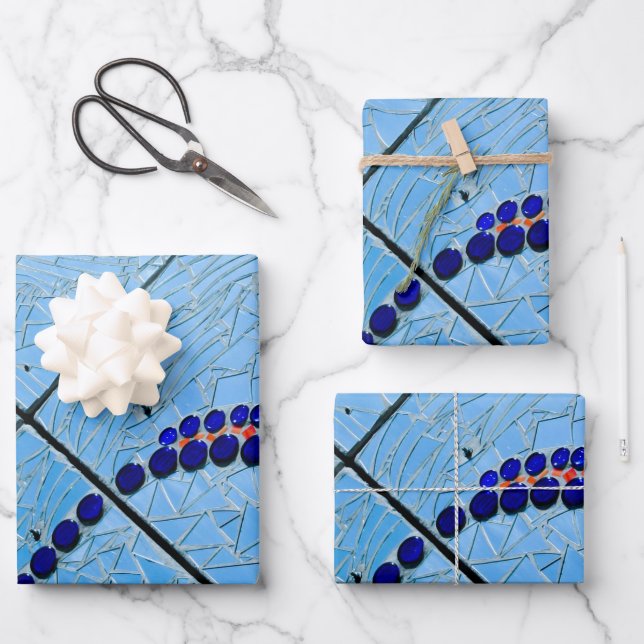 Blue Baltimore Mosaic Wrapping Paper Sheet (Front)