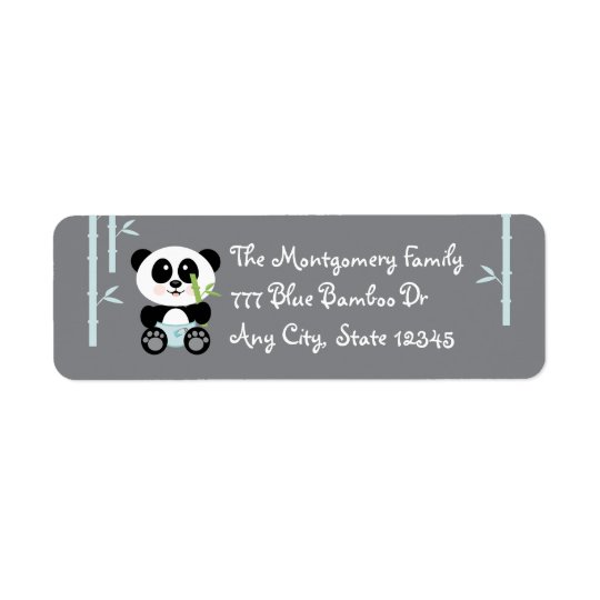 Blue Bamboo Baby Panda in Diapers Address Stickers Return Address Label
