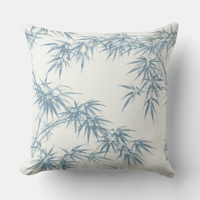 blue bamboo pattern throw pillow (Front)