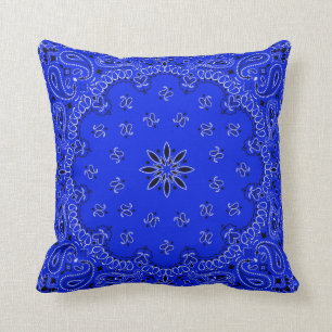 Blue Bandana 2 Throw Pillow