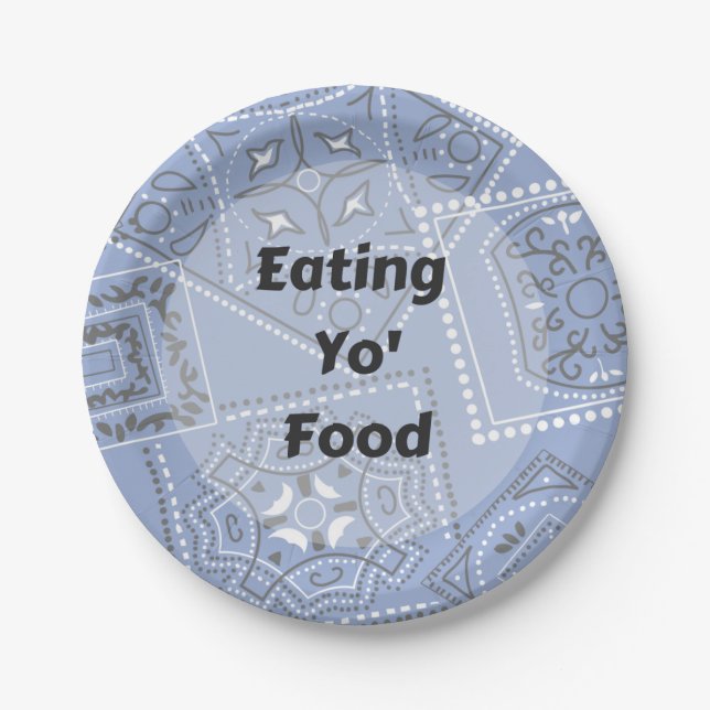 Blue Bandana Paper Plates (Front)