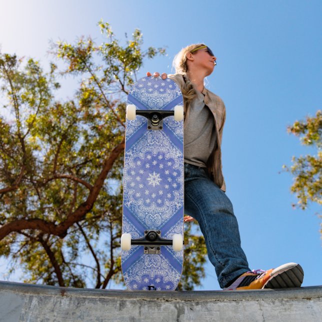 Blue Bandana Pattern Dd Brand  Skateboard (Outdoor 1)