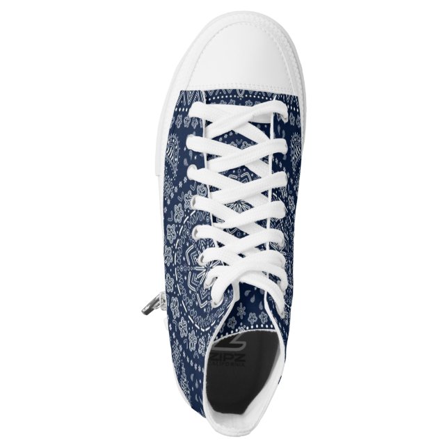 blue bandana Zipz High Top Shoes (Left Shoe Top)