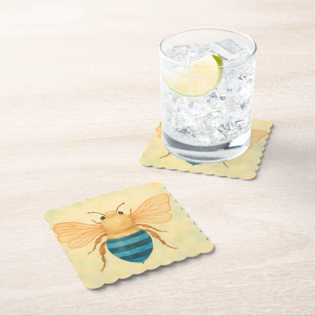 Blue banded bee plastic drink coaster (Insitu)