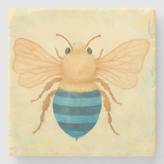 Blue banded bee stone drink coaster