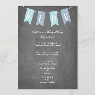 Blue Banner Menu for Baby Shower