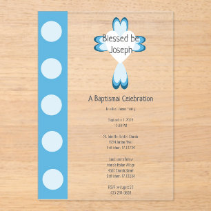 Blue Baptism Acrylic Invitation for Boys