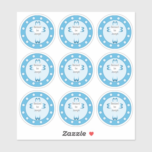Blue Baptism Favour Sticker for Boys (Sheet)