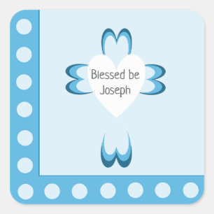 Blue Baptism Favour Sticker for Boys