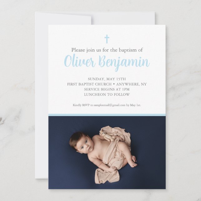 Blue baptism invitation (Front)