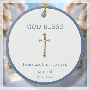 Blue Baptism Keepsake Ceramic Ornament