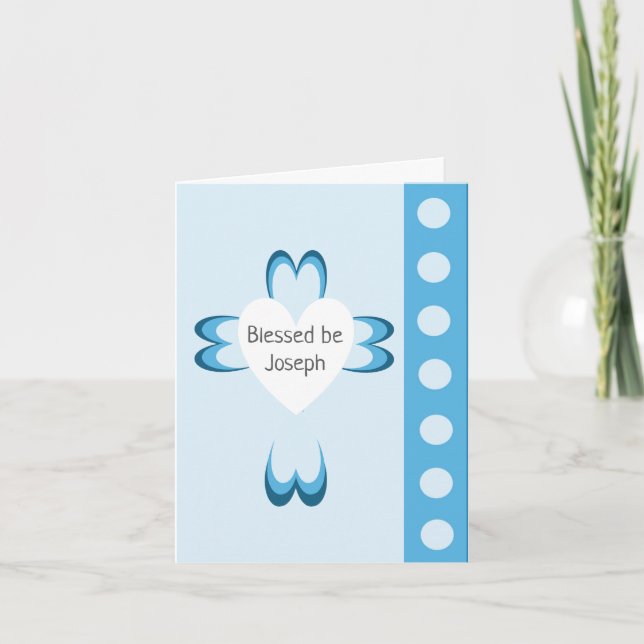 Blue Baptism Thank You Card for Boys (Front)