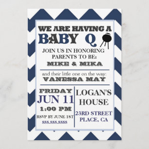 Blue Barbecue BabyQ Baby Shower Invitation