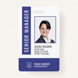 Blue Barcode Staff Employee ID Badge