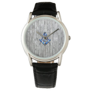 Blue Barn Quilt Square Compass Watch