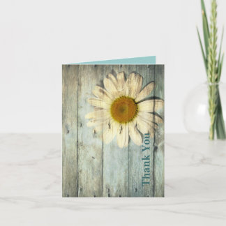 blue barnwood country daisy wedding thank you