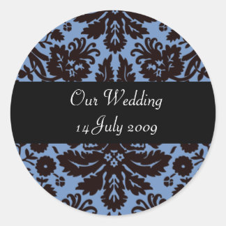 Blue baroque damask personalised stickers