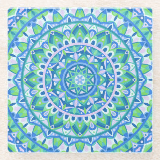 Blue Base Mandala Glass Coaster