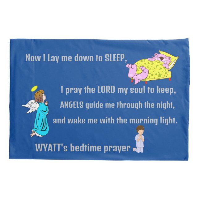 Blue Baseball Bedtime Prayer Personalized Pillowcase (Back)
