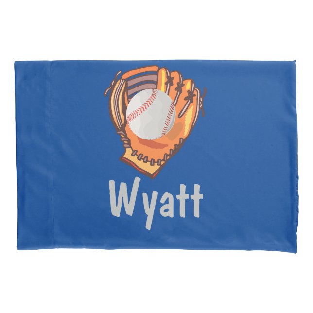 Blue Baseball Bedtime Prayer Personalized Pillowcase (Front)